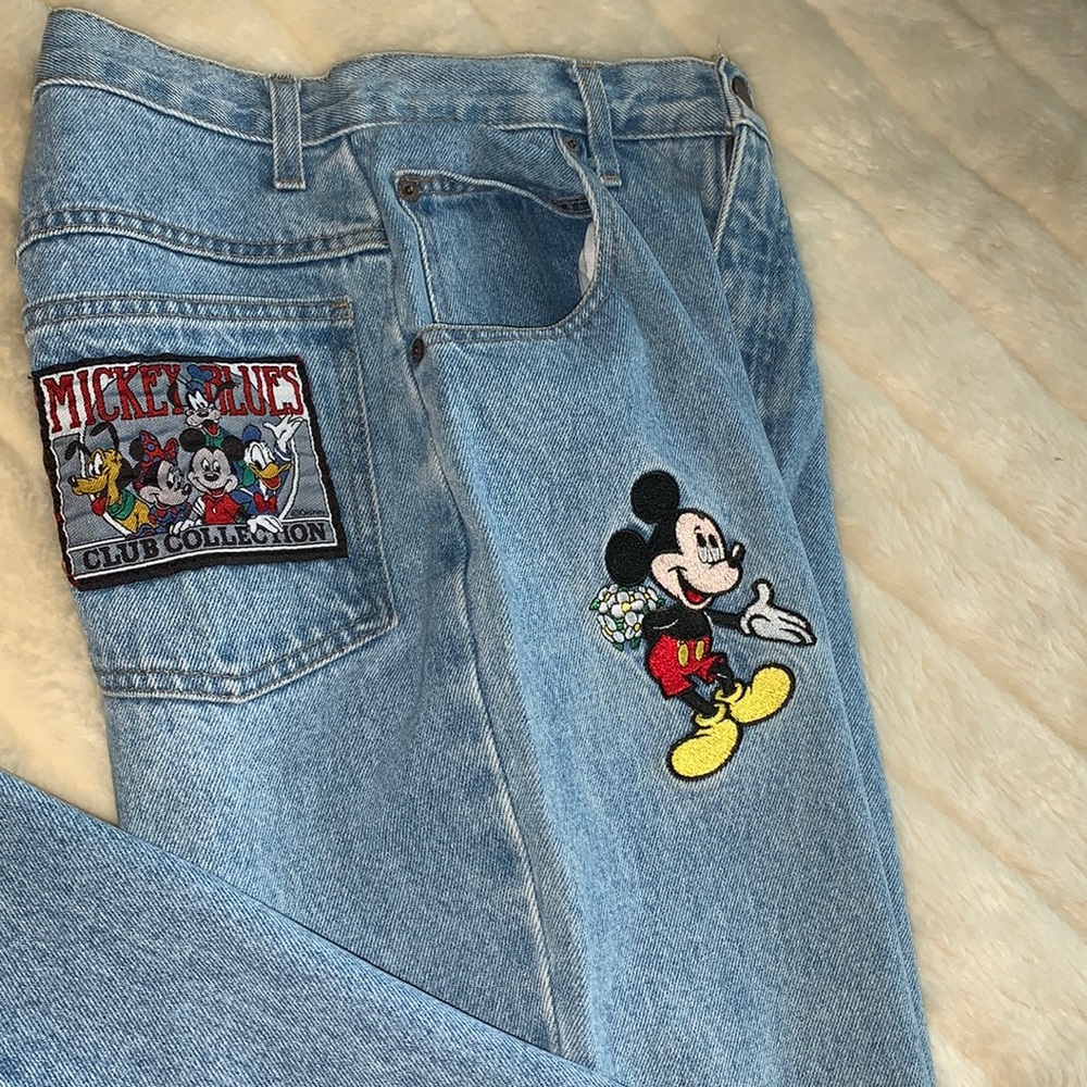 Vtg 90s high waist Disney Mickey Mouse Mom denim jeans size 26 waist